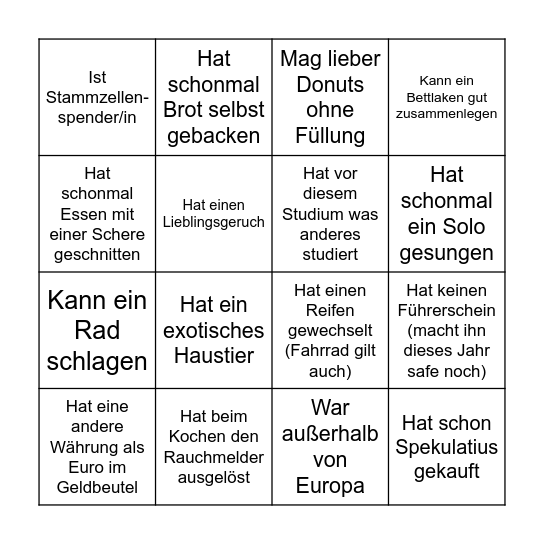 Speedfriending 2025 Bingo Card