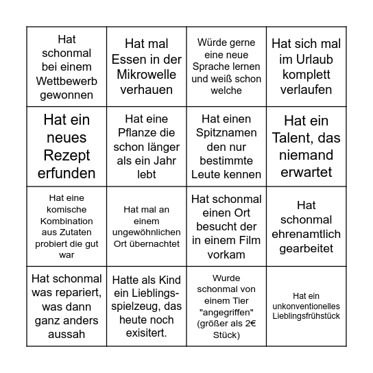 Speedfriending 2025 Bingo Card