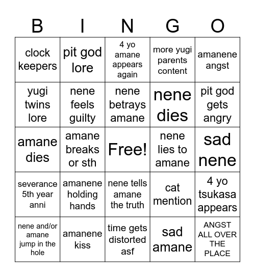 tbhk 130 Bingo Card