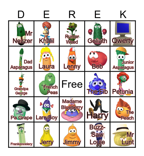 VeggieTales Characters Bingo Card