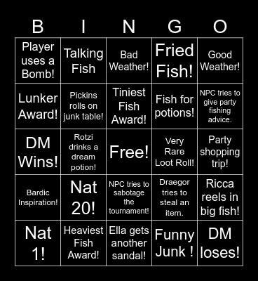 Fishing Dreams: Session 17 Bingo Card