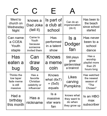 Find someone who... Bingo Card