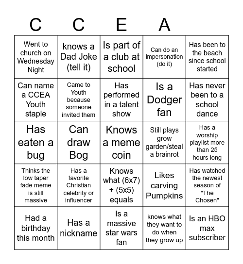 Find someone who... Bingo Card