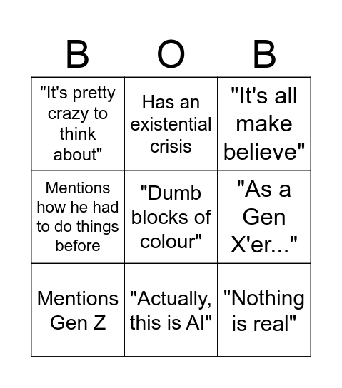 Bob Bingo Card