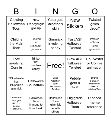 Dandy's World Halloween Prediction BINGO Card