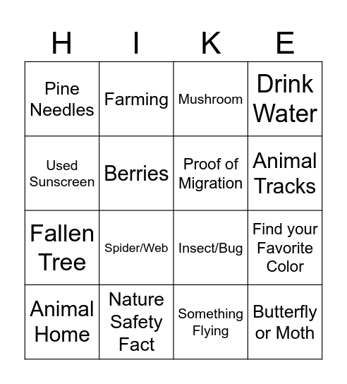 Autumn Bingo Card