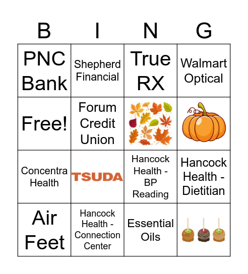 Health Fair 2025 Bingo Card