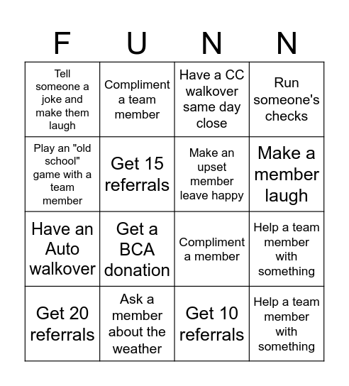 Surprise Bingo Card