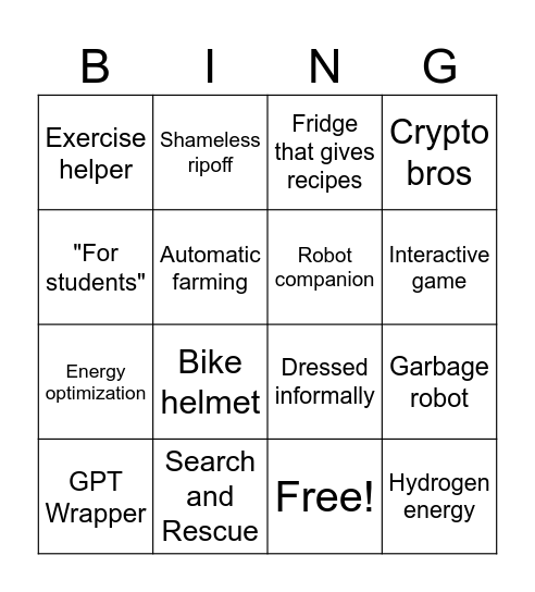 Capstone Bingo Card