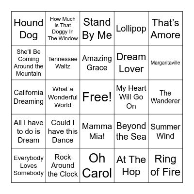 Musical Bingo! Bingo Card