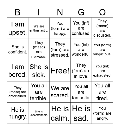 Lotería: ¿Cómo estás? Bingo Card