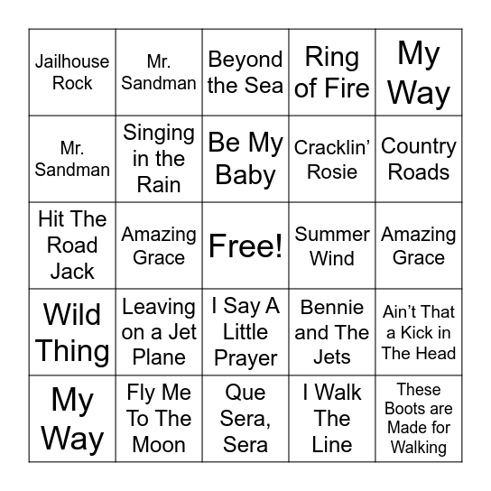 Musical Bingo! Bingo Card