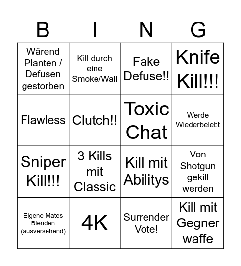 Valorant Bingo Card