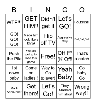 Football Bingo Card