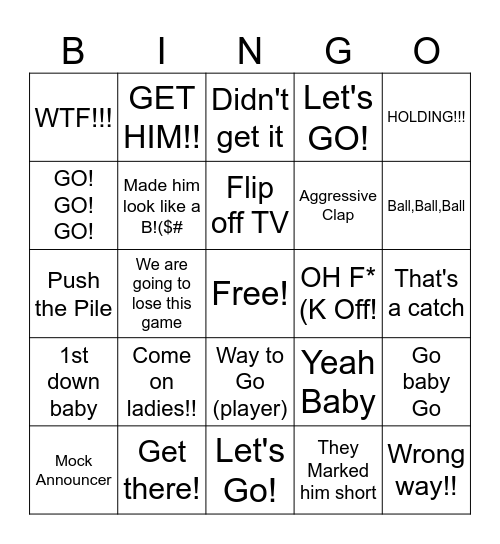 Football Bingo Card