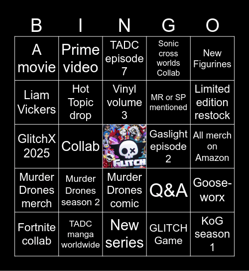 GLITCH DIRECT 2025 Predictions Bingo Card