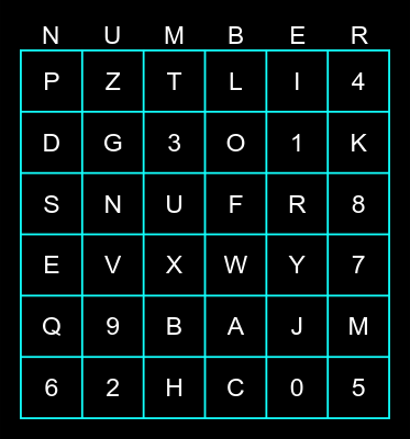 Letters and Numbers Bingo Card