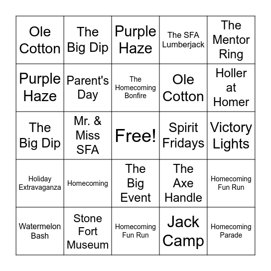 JACKS BINGO Card