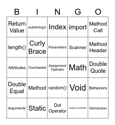 Round 2 Bingo Card