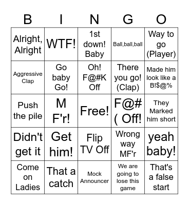 Football Bingo Card