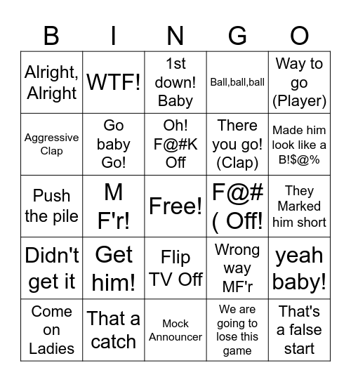 Football Bingo Card