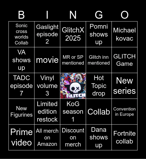 GLITCH DIRECT 2025 Predictions Bingo Card