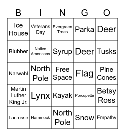 5th Grade Bingo Card