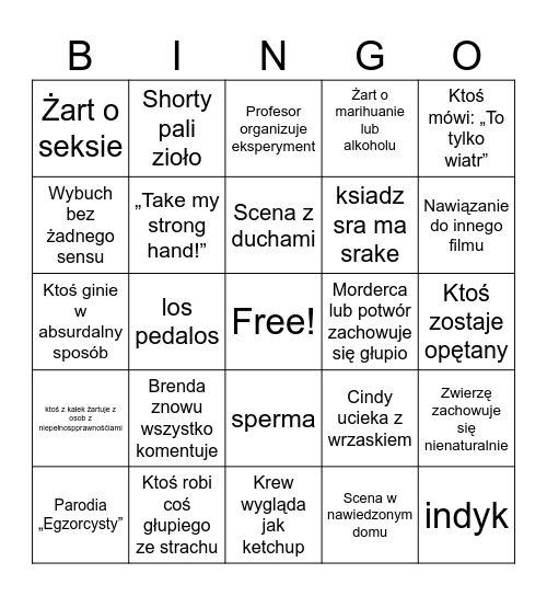 Mega sexi straszny fim bingooo lady boy Bingo Card