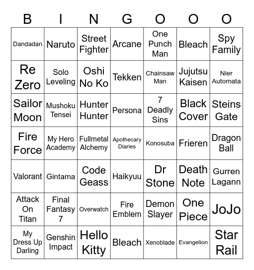 Iberanime Bingo Card