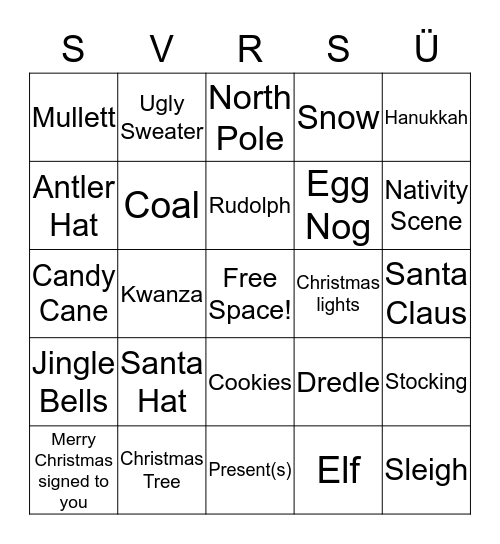 Christmas Bingo Card