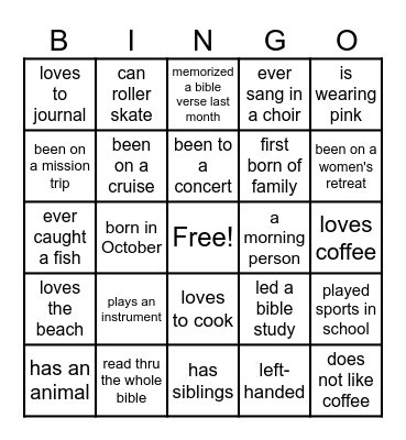 GET TO KNOW YOU:) Bingo Card