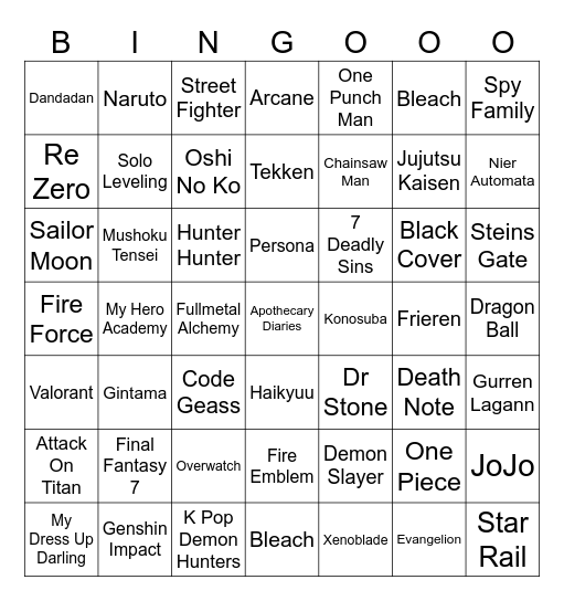 Iberanime Bingo Card