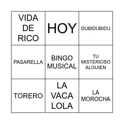 BINGO MUSICAL Bingo Card