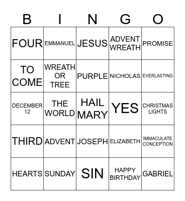 PREPARING FOR CHRISTMAS Bingo Card