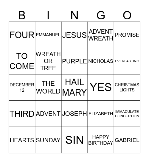 PREPARING FOR CHRISTMAS Bingo Card