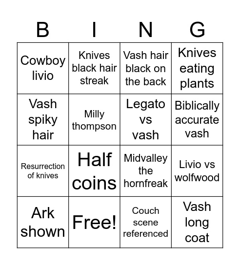 TriGaze trailer Bingo Card