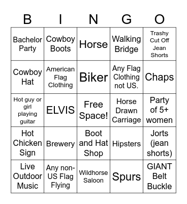 Nashville Bingo Card
