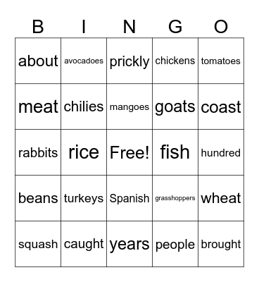 3rd Grade Bingo Card