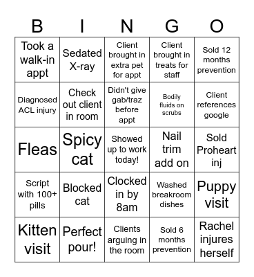VET TECH Bingo Card