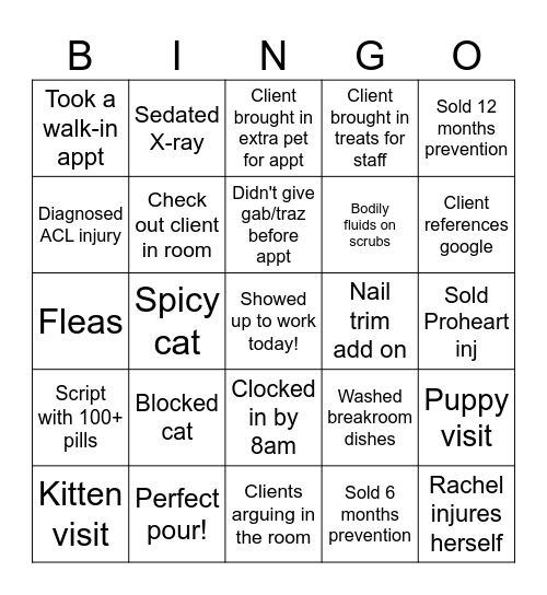 VET TECH Bingo Card
