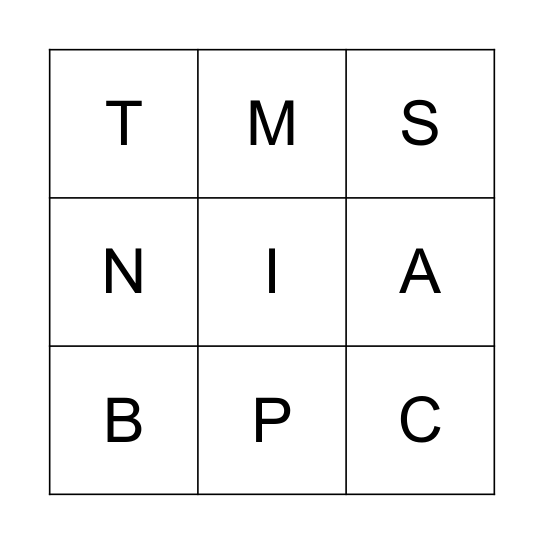Alphabet BINGO Card