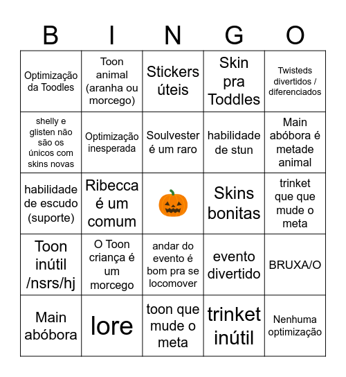 Bingo do evento de Halloween! Bingo Card