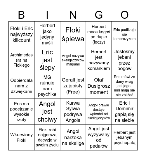 Skelige Bingo Card