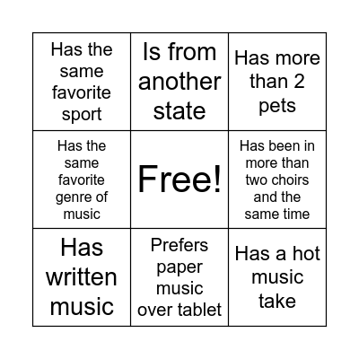 Who can you find? Bingo Card