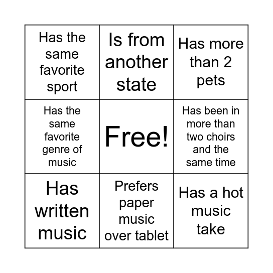 Who can you find? Bingo Card