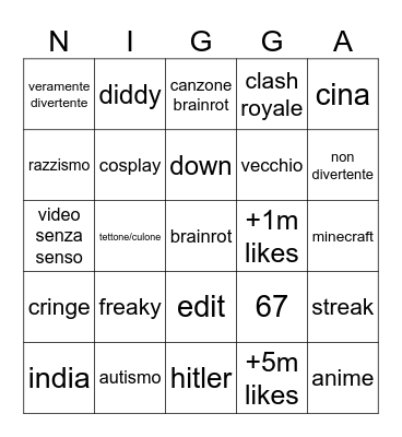 tiktok bingo Card