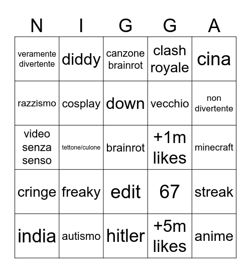 tiktok bingo Card