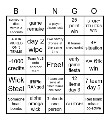 ERCC FINALS FALL 2025 Bingo Card
