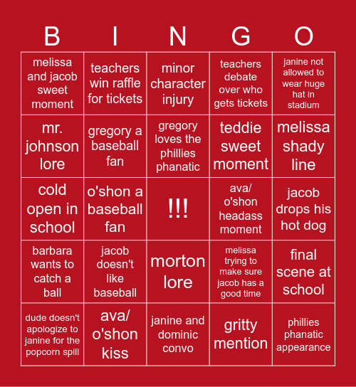 abbott elementary: "Ballgame" predictions Bingo Card