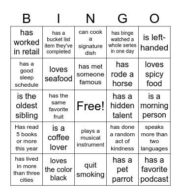 ABC PLEASE Bingo Card
